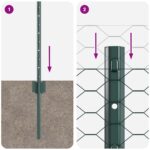 vidaXL Plotové stĺpy 5 ks U-Channel Zelené 80 cm Oceľ, vidaXL Hexagónový plot Zelený 0.8 x 10 m Oceľ – Obrázok 9