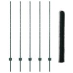 vidaXL Záhradné stĺpiky 5 ks U-kanál Zelené 140 cm Oceľ, vidaXL Šesťuholníkový plot Zelený 1.4x10 m Oceľ – Obrázok 4