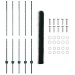 vidaXL Záhradné stĺpiky 5 ks U-kanál Zelené 140 cm Oceľ, vidaXL Šesťuholníkový plot Zelený 1.4x10 m Oceľ – Obrázok 5