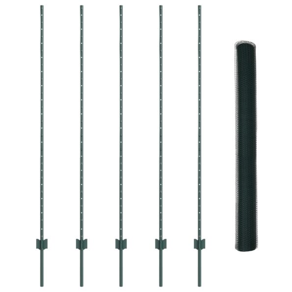 3336692_4.jpg VidaXL ohrady 5 ks U-kanál zelené 150 cm oceľ, Hexagonová ohrada vidaXL zelená 1.5x10 m oceľ – Obrázok 4
