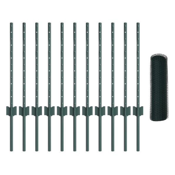 vidaXL Záhradná sada plotov 2 kusy Zelená Oceľ potiahnutá PVC 25 x 0.5 m – Obrázok 4