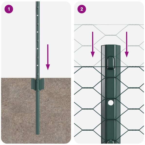 vidaXL Záhradná sada plotov 2 kusy Zelená Oceľ potiahnutá PVC 25 x 0.5 m – Obrázok 9
