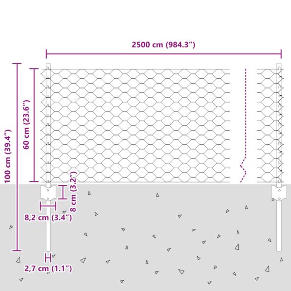 3336711_10.jpg vidaXL Stĺpiky na plot 11 ks U-kanál Green 60 cm oceľ, vidaXL Zelený šesťuholníkový plot 0,6x25 m oceľ – Obrázok 10