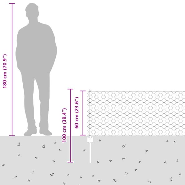 3336711_12.jpg vidaXL Stĺpiky na plot 11 ks U-kanál Green 60 cm oceľ, vidaXL Zelený šesťuholníkový plot 0,6x25 m oceľ – Obrázok 12