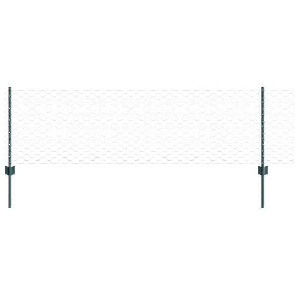 3336711_2.jpg vidaXL Stĺpiky na plot 11 ks U-kanál Green 60 cm oceľ, vidaXL Zelený šesťuholníkový plot 0,6x25 m oceľ – Obrázok 2