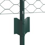 vidaXL Stĺpiky na plot 11 ks U-kanál Green 60 cm oceľ, vidaXL Zelený šesťuholníkový plot 0,6x25 m oceľ – Obrázok 6
