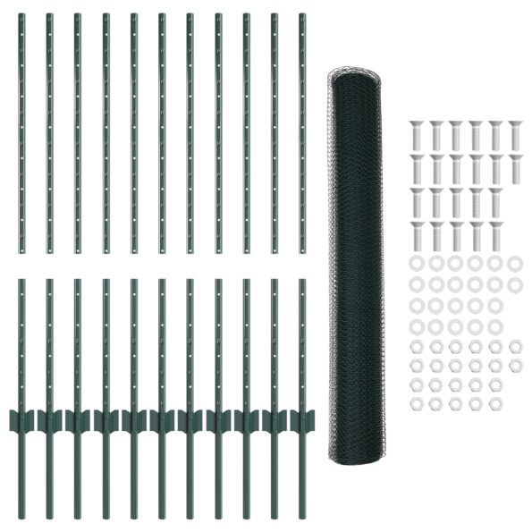 vidaXL Záhradný plot Set Sada 2 Zelený Kov, Plast 25 x 1 m plot Odolný – Obrázok 5