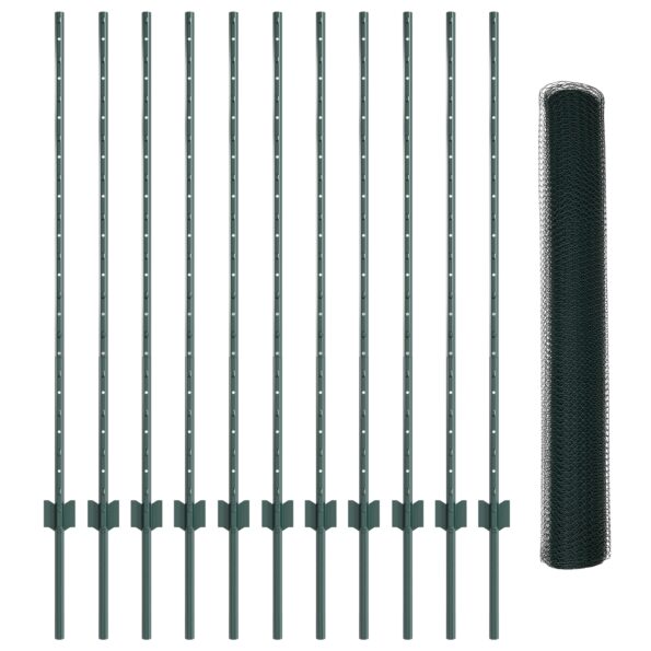3336720_4.jpg vidaXL Šesťuholníkový záhradný plot Sada 2 Zelená Kov 25 x 1,2 m – Obrázok 4