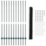 Plotové stĺpy vidaXL 11 ks U-Channel Zelené 140 cm Oceľ, Zelený šesťuholníkový plot vidaXL 1.4x25 m Oceľ – Obrázok 5