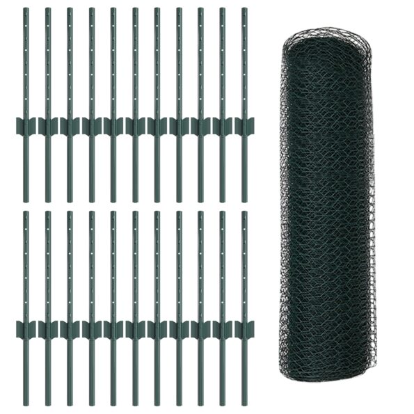 3336737_4.jpg vidaXL stĺpy na oplotenie 11 ks U-Channel zelené 40 cm oceľ – Obrázok 4