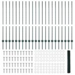 vidaXL plotové stĺpy 11 ks U-kanál Zelené 120 cm Oceľ, vidaXL šesťuholníkový plot Zelený 1.2x50 m Oceľ – Obrázok 5