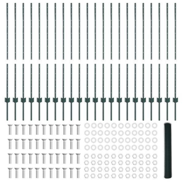 vidaXL plotové stĺpy 11 ks U-kanál Zelené 120 cm Oceľ, vidaXL šesťuholníkový plot Zelený 1.2x50 m Oceľ – Obrázok 5