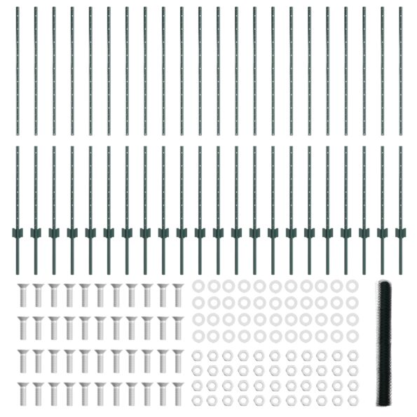 vidaXL Oplocovacie stĺpiky 11 ks U-Channel Zelené 140 cm Oceľ, vidaXL Hexagonálne oplotenie Zelené 1,4x50 m Oceľ – Obrázok 5