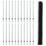 vidaXL plotové stĺpiky 11 ks U-Channel zelené 140 cm oceľ, vidaXL šesťuholníkový plot zelený 1,4x50 m oceľ – Obrázok 4