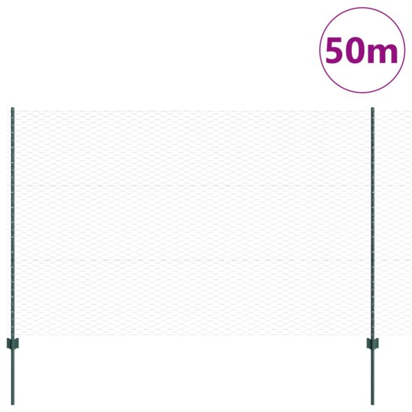3336766_3.jpg Záhradné príspevky vidaXL 11 ks U-kanál Zelený 150 cm Oceľ, Zelený hexagónový plot vidaXL 1.5 x 50 m Oceľ – Obrázok 3