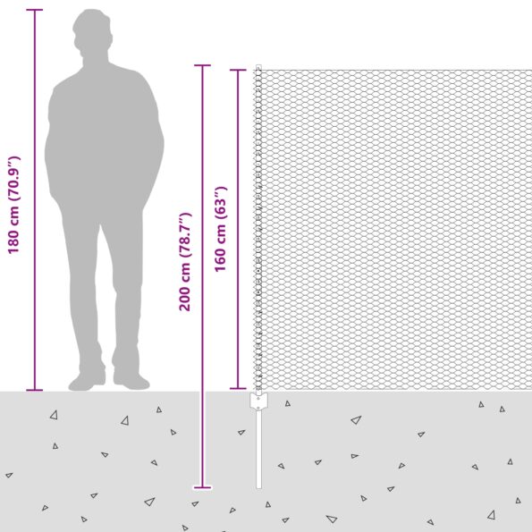 vidaXL plotové stĺpy 11 ks U-kanál zelené 160 cm oceľ, vidaXL šesťuholníkový plot zelený 1.6x50 m oceľ – Obrázok 13