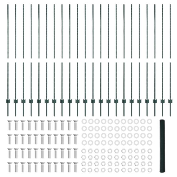 vidaXL plotové stĺpy 11 ks U-kanál zelené 160 cm oceľ, vidaXL šesťuholníkový plot zelený 1.6x50 m oceľ – Obrázok 5