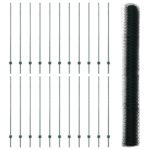 vidaXL plotové stĺpy 11 ks U-kanál zelené 160 cm oceľ, vidaXL hexagonálny plot zelený 1.6x50m oceľ – Obrázok 4