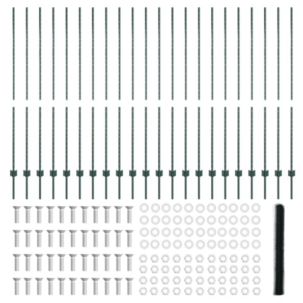 vidaXL plotové stĺpy 11 ks U-kanál zelené 160 cm oceľ, vidaXL hexagonálny plot zelený 1.6x50m oceľ – Obrázok 5