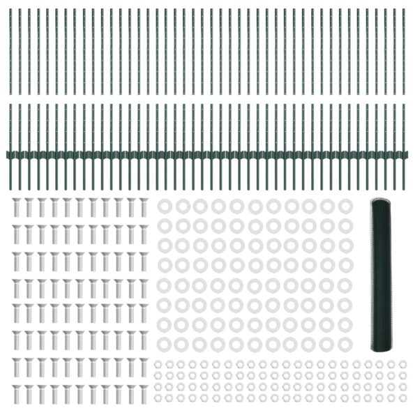 vidaXL plotové stĺpiky 11 ks U-Channel zelená 100 cm oceľ, vidaXL hexagónový plot zelený 1x100 m oceľ – Obrázok 5