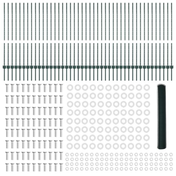 vidaXL Plotové stĺpy 11 ks U-kanál Zelené 120 cm Oceľ, vidaXL Hexagonálny plot Zelený 1.2x100 m Oceľ – Obrázok 5