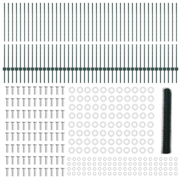 vidaXL Plotové stĺpy 11 ks U-Channel Zelené 120 cm Oceľ, vidaXL Šesťuholníkový plot Zelený 1.2x100 m Oceľ – Obrázok 5