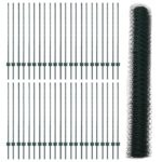 vidaXL Plotové stĺpy 11 ks U-Channel Zelené 120 cm Ocel, vidaXL Šesťuholníkový plot Zelený 1,2x100 m Ocel – Obrázok 4