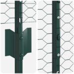 vidaXL Oplotenia stĺpiky 11 ks U-kanál Zelené 140 cm z ocele, vidaXL Hexagonálne oplotenie Zelené 1,4x100 m z ocele – Obrázok 7