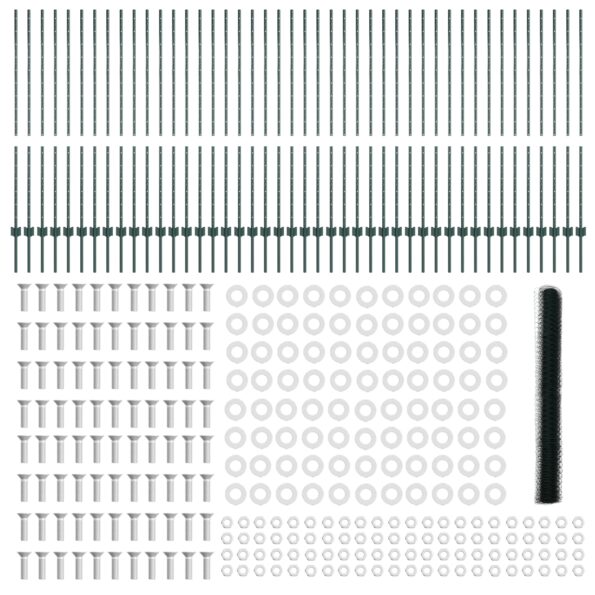vidaXL stĺpiky plotu 11 kusov U-Channel Zelené 140 cm oceľ, vidaXL šesťuholníkový plot Zelený 1,4x100 m oceľ – Obrázok 5