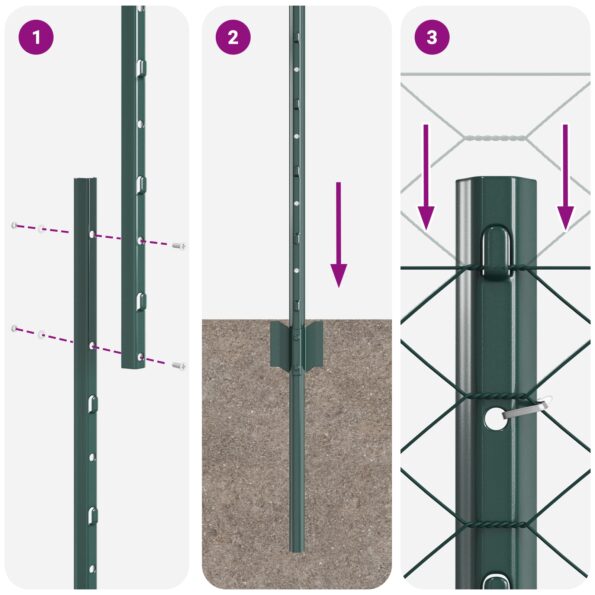 3336800_10.jpg vidaXL Oplotenie Stĺpy 11 ks U-Channel Zelené 150 cm Kov, vidaXL Hexagonálne Oplotenie Zelené 1.5x100 m Kov – Obrázok 10