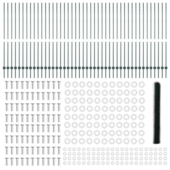 vidaXL Plotové stĺpy 11 ks U-Channel Zelené 150 cm Oceľ, vidaXL Šesťuholníkový plot Zelený 1,5x100 m Oceľ – Obrázok 5