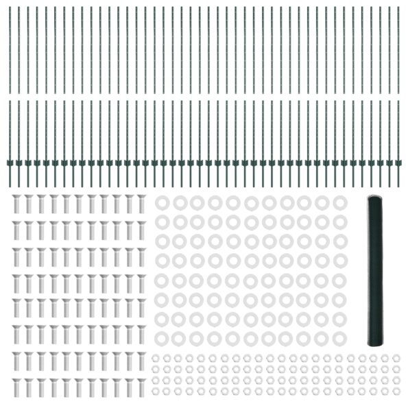 Zelené oceľové stĺpiky vidaXL 11 ks U-Channel 160 cm, Zelený šesťuholníkový plot vidaXL 1,6x100 m – Obrázok 5