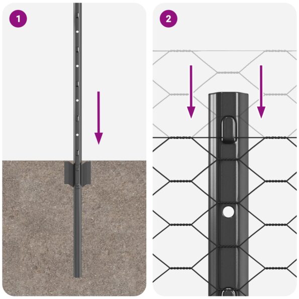 vidaXL Oplotné stĺpy 5 ks U-Channel Sivé 80 cm Ocel – Obrázok 9
