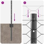5 ks U-kanálových plotových stojanov vidaXL Sivá 80 cm z ocele, Sivý hexagonálny plot vidaXL 0.8x10 m z ocele – Obrázok 9