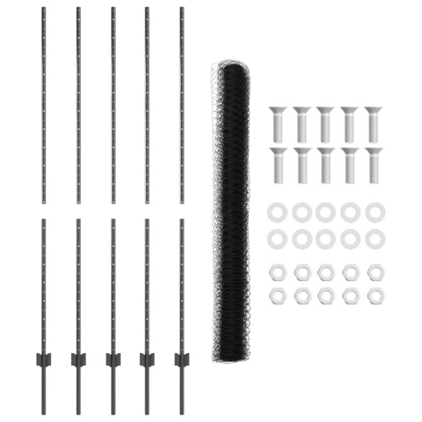 3336840_5.jpg vidaXL Plotové stĺpy 10 ks U-kolejnica sivá 160 cm oceľ – Obrázok 5