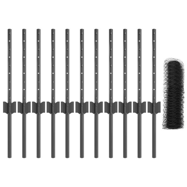 3336843_4.jpg vidaXL Plotové stĺpy 11 ks U-channel sivé 40 cm oceľ – Obrázok 4