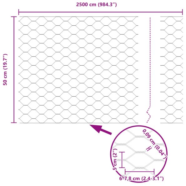 vidaXL Hexagonálny záhradný plot set Set 2 Sivý Oceľ 25 x 0.5m Trvácny – Obrázok 11