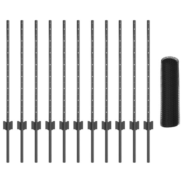 3336854_4.jpg vidaXL Plotové stĺpy 11 ks U-Channel Sivé 80 cm Oceľ – Obrázok 4