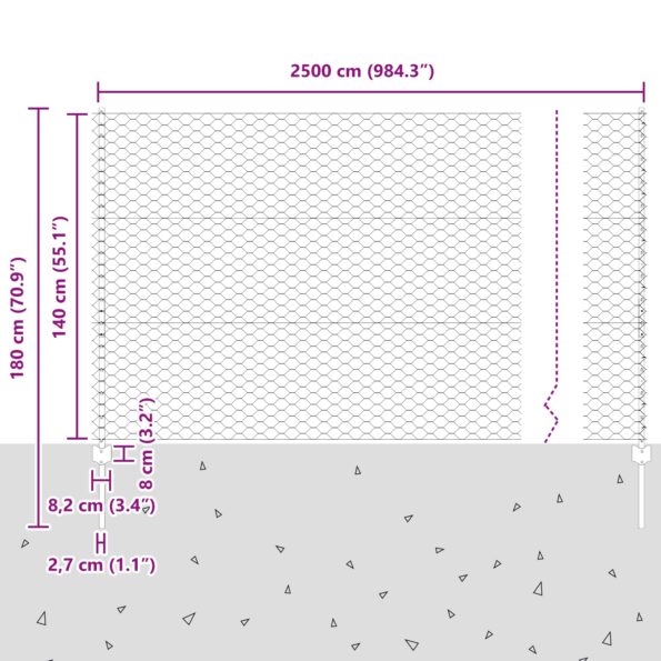 vidaXL Stĺpy plotu 22 ks U-kanál Sivý 140 cm Oceľ – Obrázok 11