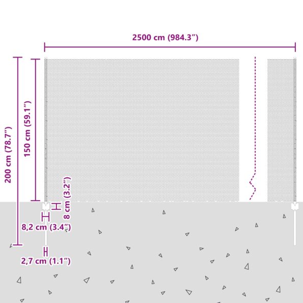 vidaXL Záhradný plot Sada 2 Sivá Oceľ 1,5 m široká, 25 m dlhá Trvácna – Obrázok 11