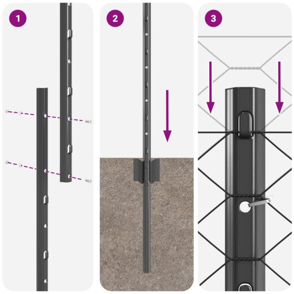 3336875_10.jpg vidaXL Plotové stĺpiky 22 ks U-Channel Sivá 160 cm Oceľ – Obrázok 10