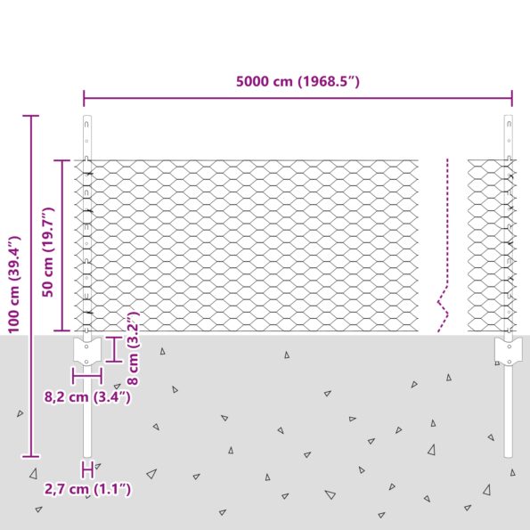 vidaXL Stĺpiky 11 ks U-Channel Sivé 60 cm Oceľové – Obrázok 10