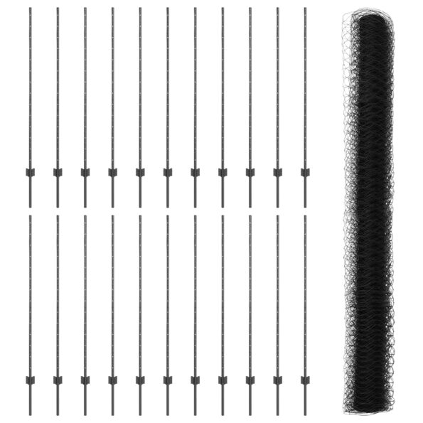 vidaXL Plotové stĺpiky 22 ks U-kanál sivé 140 cm oceľ – Obrázok 4