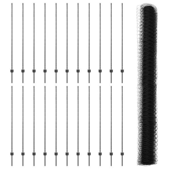 vidaXL Stĺpy ohrady 22 ks U-kanal Šedé 150 cm Oceľ – Obrázok 4