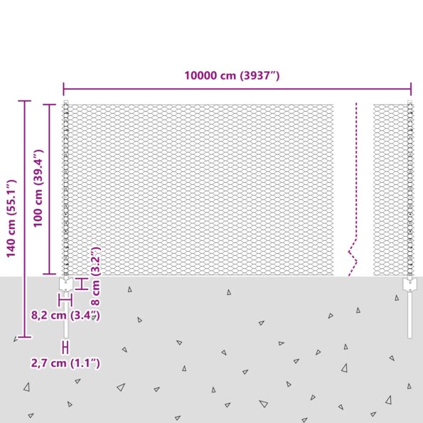 vidaXL Plotové stĺpy 22 ks U-Channel Sivé 100 cm Oceľ – Obrázok 11