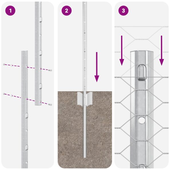 vidaXL Plotové stĺpy 10 ks U-kryt 120 cm galvanizovaná oceľ – Obrázok 10