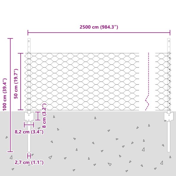 vidaXL súprava záhradného plotu Sada 2 Pozinkovaná oceľ 25 x 0.5 m – Obrázok 10