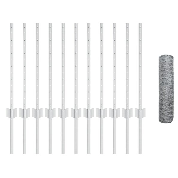 vidaXL súprava záhradného plotu Sada 2 Pozinkovaná oceľ 25 x 0.5 m – Obrázok 4