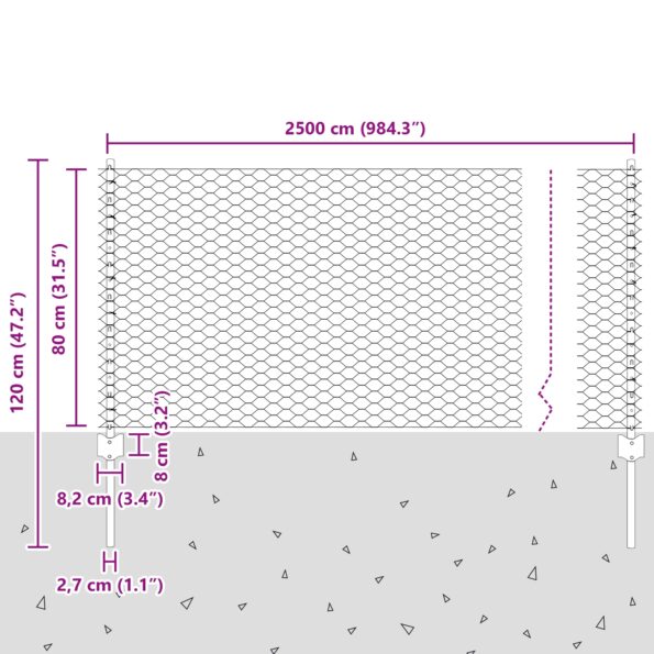 vidaXL Plotové stĺpy 11 ks U-kanál 80 cm pozinkovaná oceľ – Obrázok 10