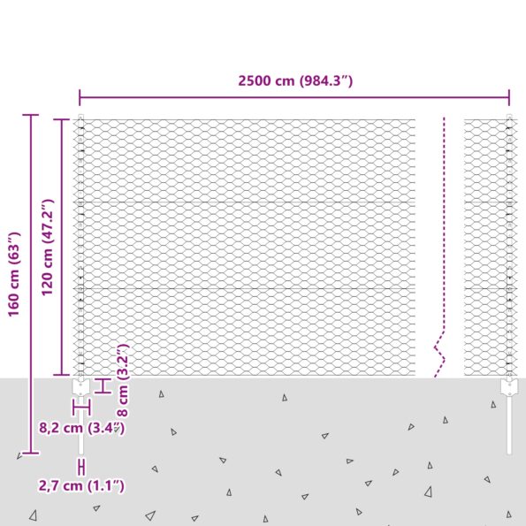 vidaXL Záhradný plot Sada 2 Pozinkovaná oceľ 25 x 1.2 m Trvácne – Obrázok 11